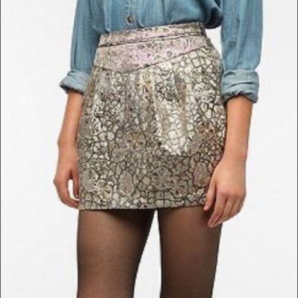 Kimchi Blue Metallic Jacquard Skirt